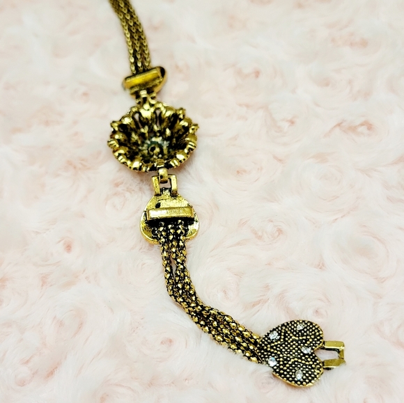 Vintage, rustic golden bracelet, embellished with agate and resin gems - Picture 10 of 11